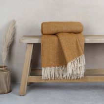 Anna Pure Wool Throw Ochre by Biggie Best